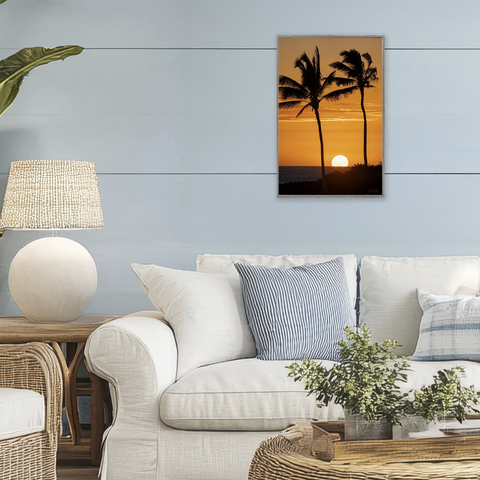 Stupell Industries Sunset Through Palm Trees Gray Framed Giclee Art, design by Dennis Frates