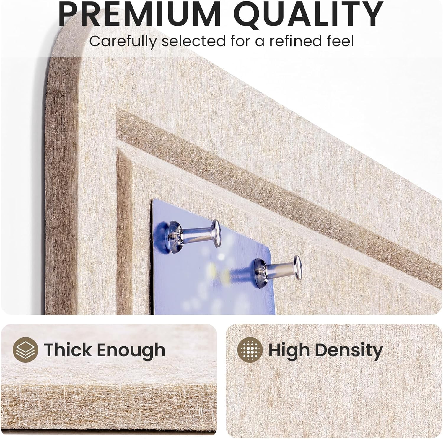 Large Bulletin Board, 35 X 17 Inches Felt Cork Board with 40 Pushpins, Foldable Felt Notice Pin Board Photo Display Board with Self-Adhesive Tape for Office Home School (Oatmeal, 35x17 inch)
