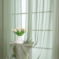 thumbnail image 3 of OVZME Sage Green Sheer Curtain 90 Inches Long 2 Panels Set, Solid Filmy Drapes for Living Room Bedroom, Elegant Window Voile Sheer Curtain Panels Drapes, Each 59W x 90L Inch, Sage Green, 3 of 9