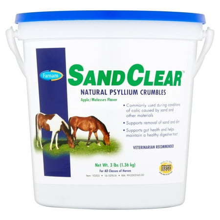 Horse Supplements Skin & Coat Farnam SandClear Natural Psyllium Crumbles Apple/Molasses Horse Feed Supplement, 3 lbs. ()