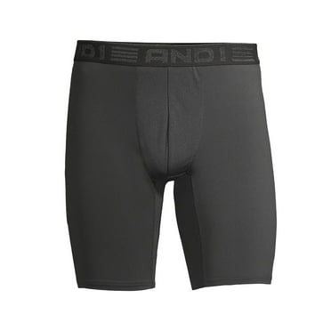 AND1 Men's Underwear Pro Platinum Long Leg Boxer Briefs, 9"