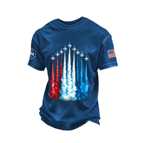 haizhen 250 Anniversary USA Shirt Men Big and Tall 4th Of July Patriotic Tshirts Shirts for Men Country Flag Pride Graphic Tees for Men Independence Day Tops Men's T-Shirts ao02-Blue, 5XL