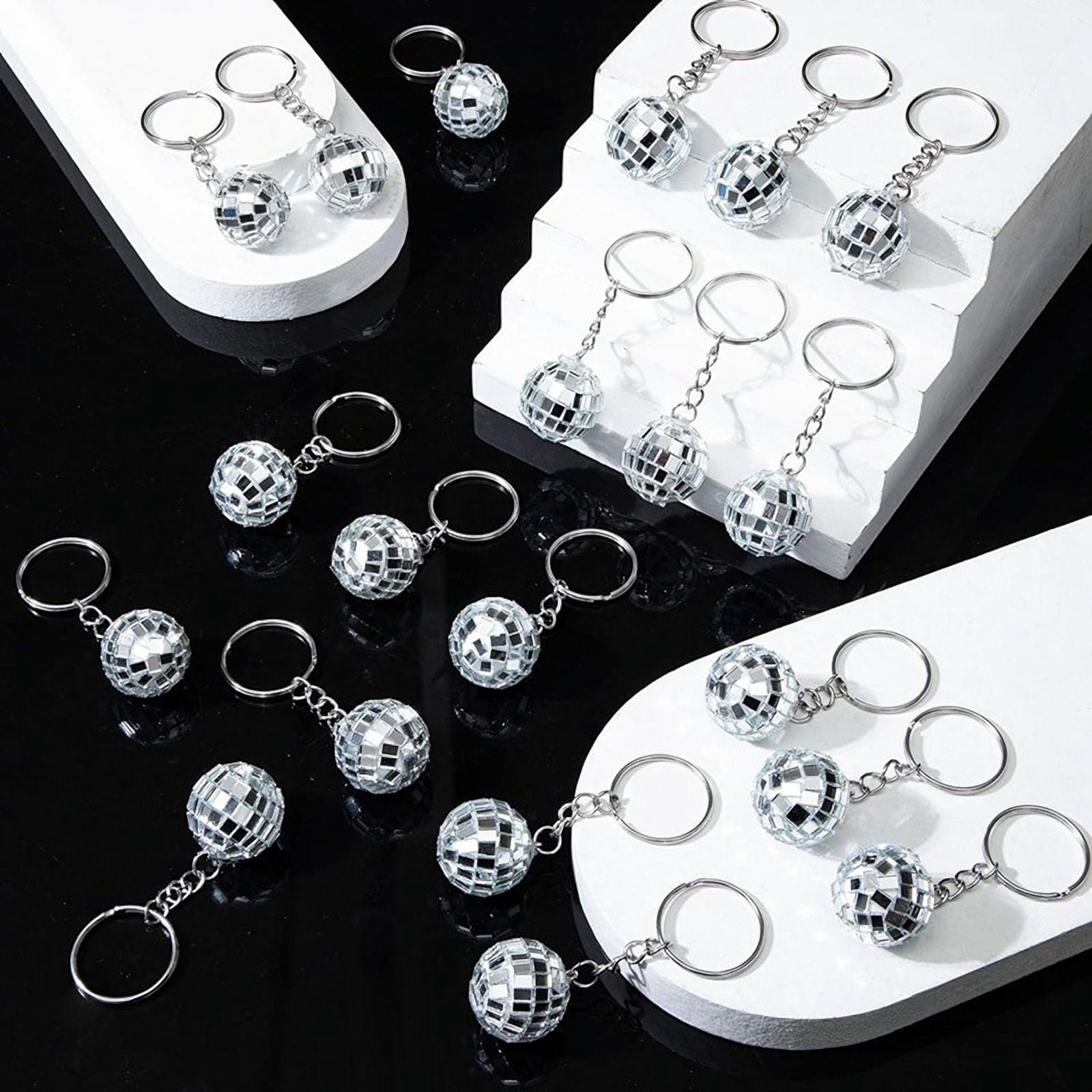 150Pcs Mini Disco Ball Keychain, Mirror Disco Ball Bulk Keyring Party Favors for 70s 80s Disco Party Supplies