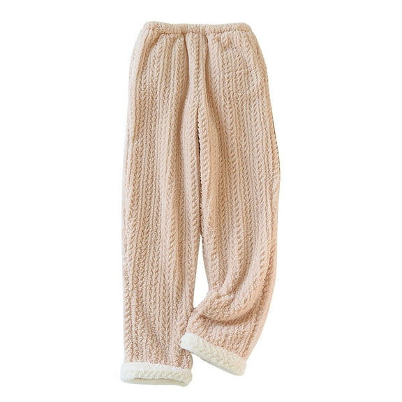 Thick Warm Fleece Pajamas Pants Winter Comfy Soft Flannel Lounge Trousers High Waisted Pull-on Pants Daily Homewear
