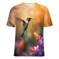 thumbnail image 5 of Flower Hummingbird Women's T-Shirt Short Sleeve T Shirts Tops Tee Ladies Loose T, 5 of 6