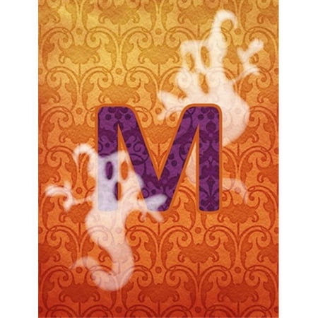 Carolines Treasures Halloween Ghost Letter M Monogram Initial Flag Canvas - House Size