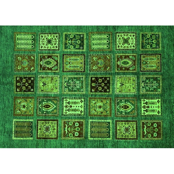 Ahgly Company Indoor Rectangle Oriental Green Modern Area Rugs, 8' x 12'