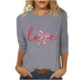 thumbnail image 3 of RKSTN Valentines Gift 3/4 Length Sleeve Womens Tops Oversized Crewneck Valentine Day Loves Heart Graphic Print Short Sleeve T Shirt Womens Casual Plus Size Round Neck Three Quarter Sleeve Tee Shirt, 3 of 6