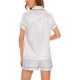 thumbnail image 5 of Women's Pajama Sets Satin Sleepwear Button Down Short Sleeve Pj Silk Tops and Shorts 2-Piece Loungewear, 5 of 11