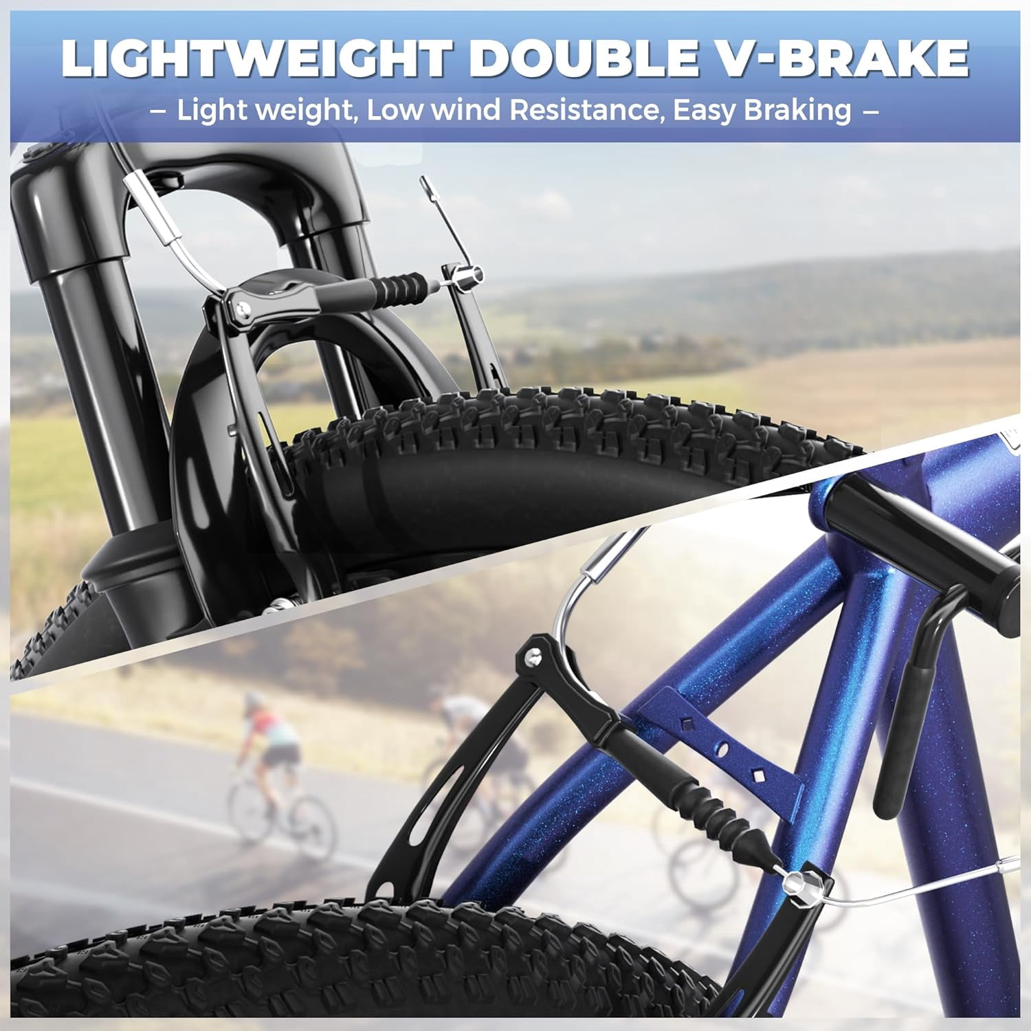 Marknig 26" Mountain Bike 7 Speed Bicycle for Adult with High-Carbon Steel Frame, Dual Disc & V-Brakes, Adjustable Seat for Men and Women, Purple