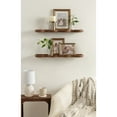 thumbnail image 2 of Kate and Laurel Alezar Modern Scalloped Mango Wood Floating Shelves, Set of 2, 24 x 6, Walnut Brown, Functional Wavy Bathroom and Kitchen Shelves for Storage and Display, 2 of 10