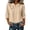 #0185-Khaki, variant on Womens 3/4 Sleeve Linen Blend Blouse Mandarin Collar Asymmetric Button Casual Loose Fit Top