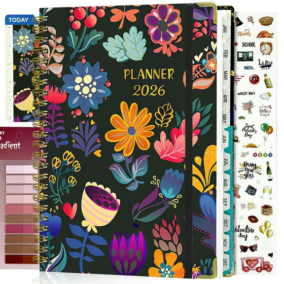 Amaopus 2026 Planner, 8.5" x 11.5" A4 Weekly and Monthly Calendar Planner, Jan 2026 - Dec 2026, Hardcover Planning Agenda Book with Tabs, Spiral Bound, Inner Pocket, Perfect for School Office Supplie