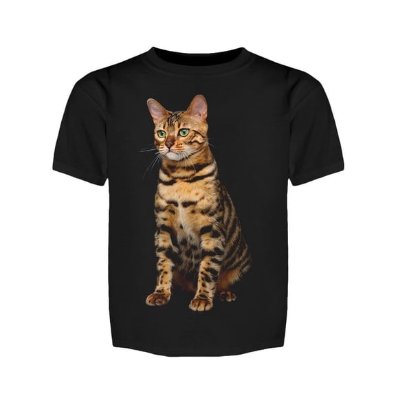 Green-eyed Grumpy Bengal Cat Tee Girl's -Image by Shutterstock