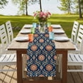 thumbnail image 4 of Orange Blue Floral Table Runner, Retro Botanical Abstract Vintage Washable Cotton Linen Table Runners 72 Inches Long, Dresser Scarf Runner for Dining/Coffee/TV Stands/Kitchen/Cabinets 16''x72'', 4 of 9