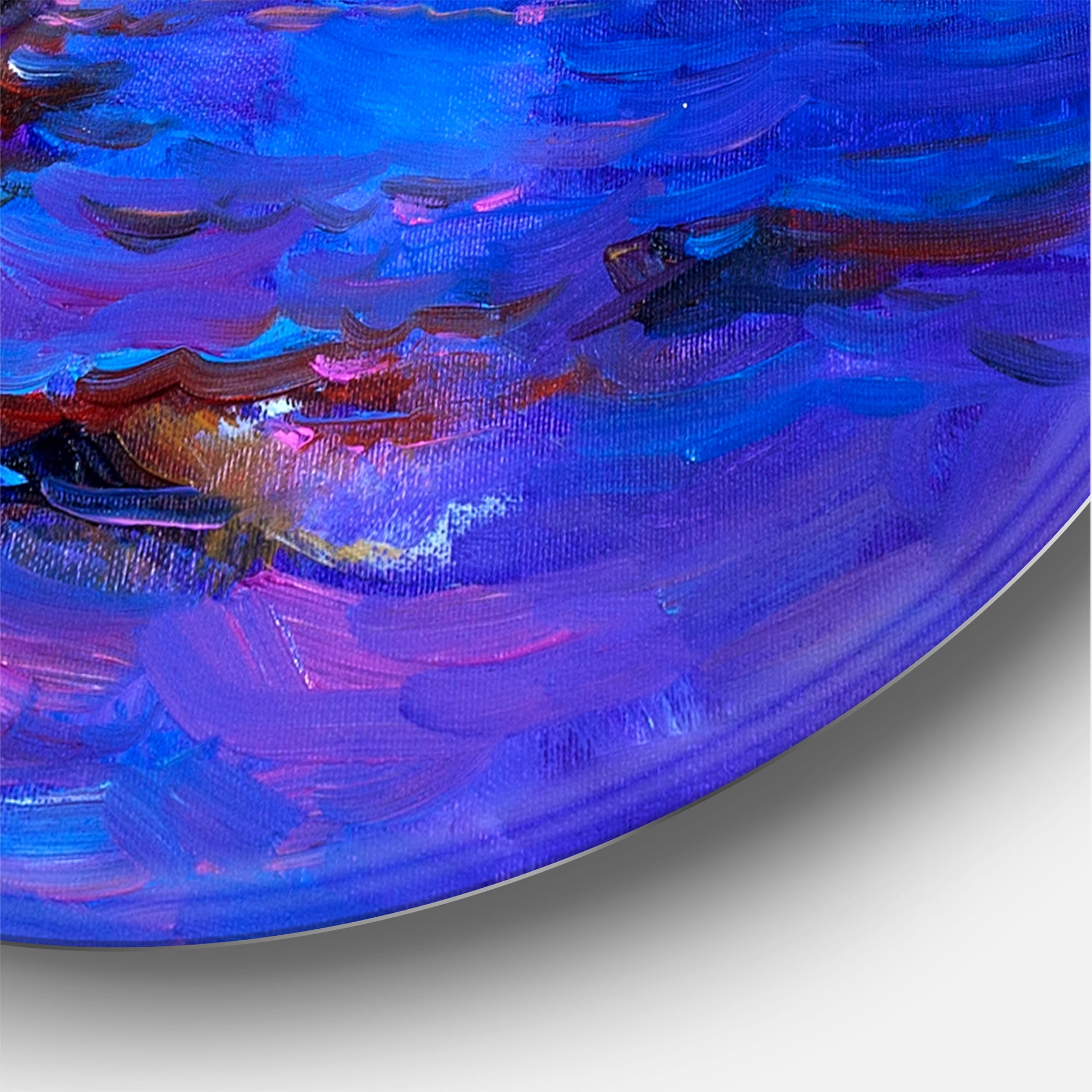 Designart 'Red Sail Ship On Purple Sunset in Blue Ocean' Nautical & Coastal Circle Metal Wall Art 23x23 - Disc of 23