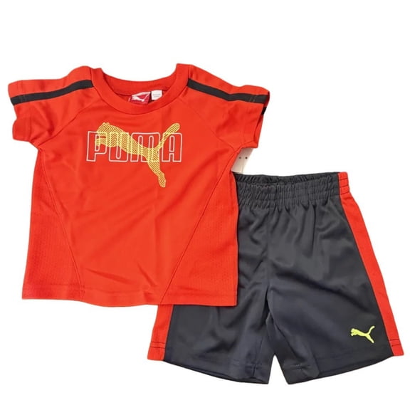 Puma Baby Boy's Orange/Black T-Shirt & Short Set - 12 Months