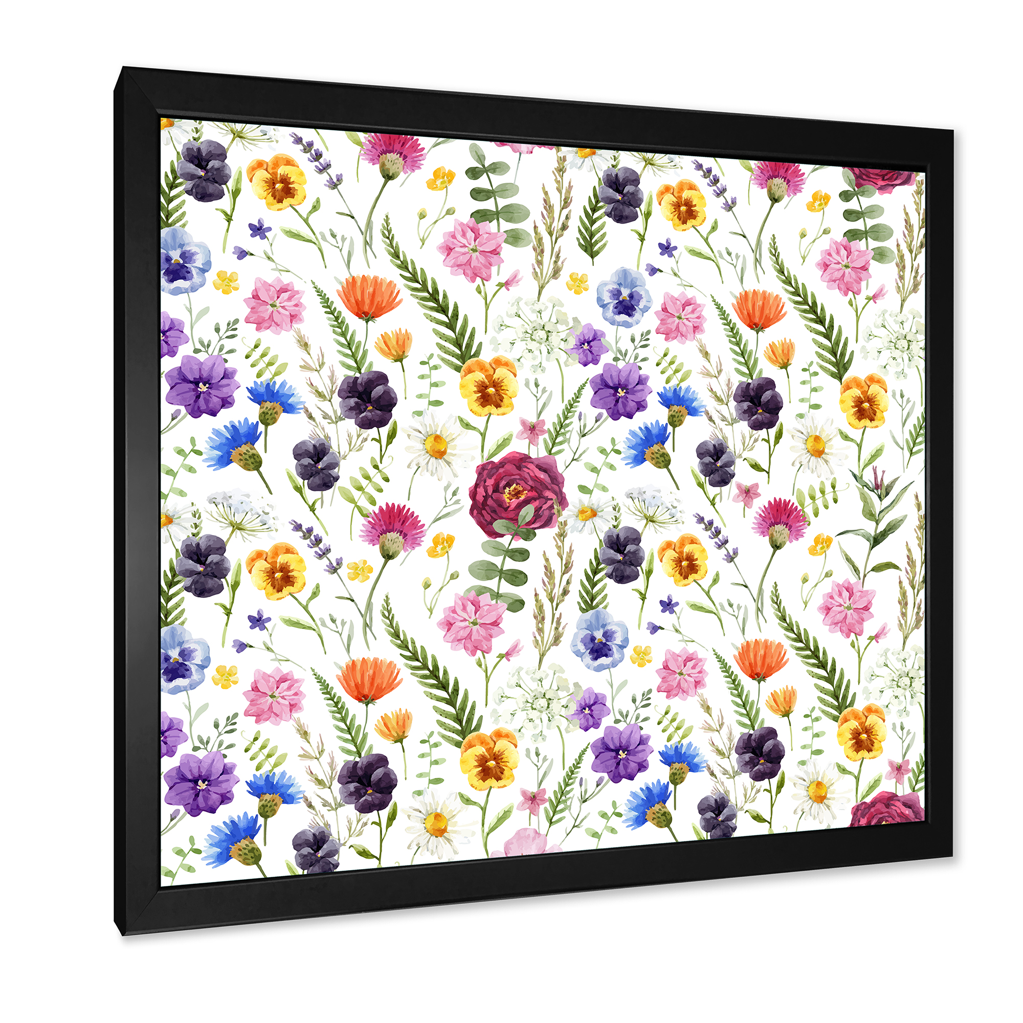 Designart 'Coloful Wildflowers Floral Pattern II' Traditional Framed Art Print