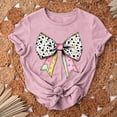 thumbnail image 4 of Camiseta de Cuello Redondo de Manga Corta de la Mujer, Top de Moda para Invierno Y Primavera Impresa de Navidad Casual 3/4, 4 of 7