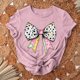 thumbnail image 4 of Camiseta de Cuello Redondo de Manga Corta de la Mujer, Top de Moda para Invierno Y Primavera Impresa de Navidad Casual 3/4, 4 of 7
