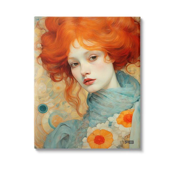 Stupell Industries Flower Patterned Woman Botanical & Floral Painting Gallery Wrapped Canvas Art Print Wall Art, 36 x 48