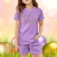 thumbnail image 2 of MUXiin Girls' Easter Outfit Toddler Girl Bunny Short Sleeve T Shirt Floral Shorts Set Cute Summer Clothes, 2 of 4