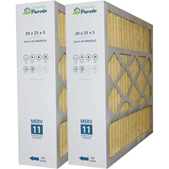 AirPurete Furnace Filters AP-M820255 20x25x5 | Pack of 2 | Actual Size: 20-1/4" x 25-3/8" x 5-1/4"