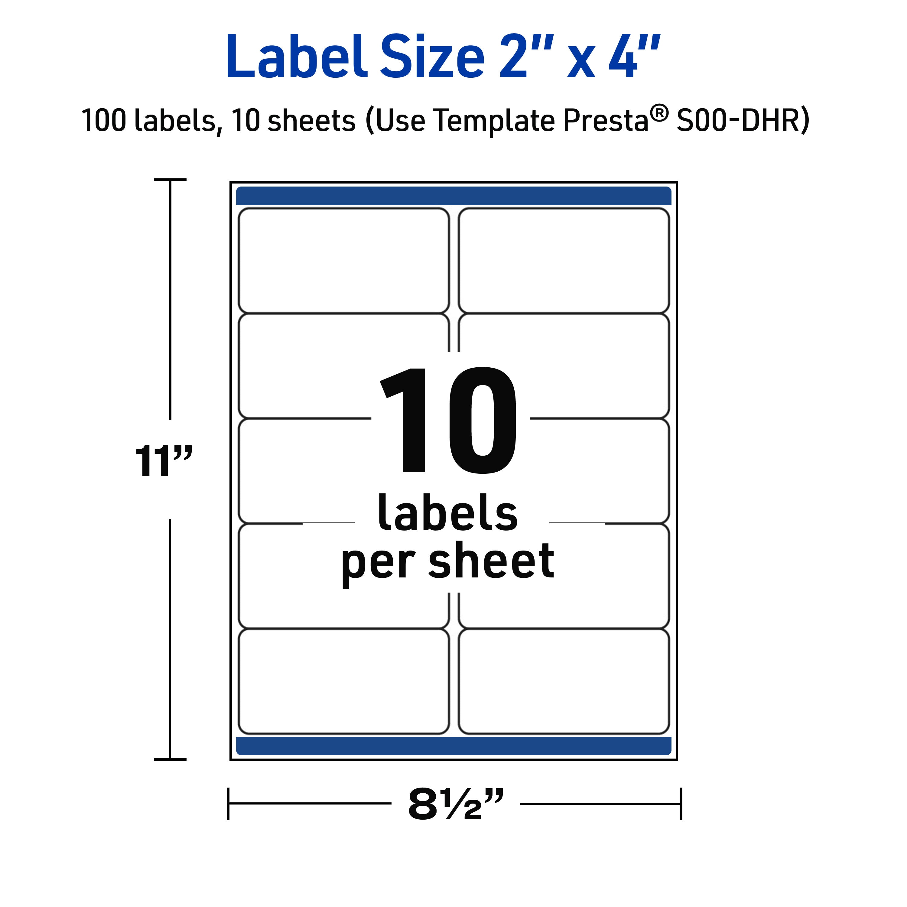 Avery 2" x 4" Labels, Gold Multi-Lined Border, 100 ct, Glossy, Multi-Lined Gold Border