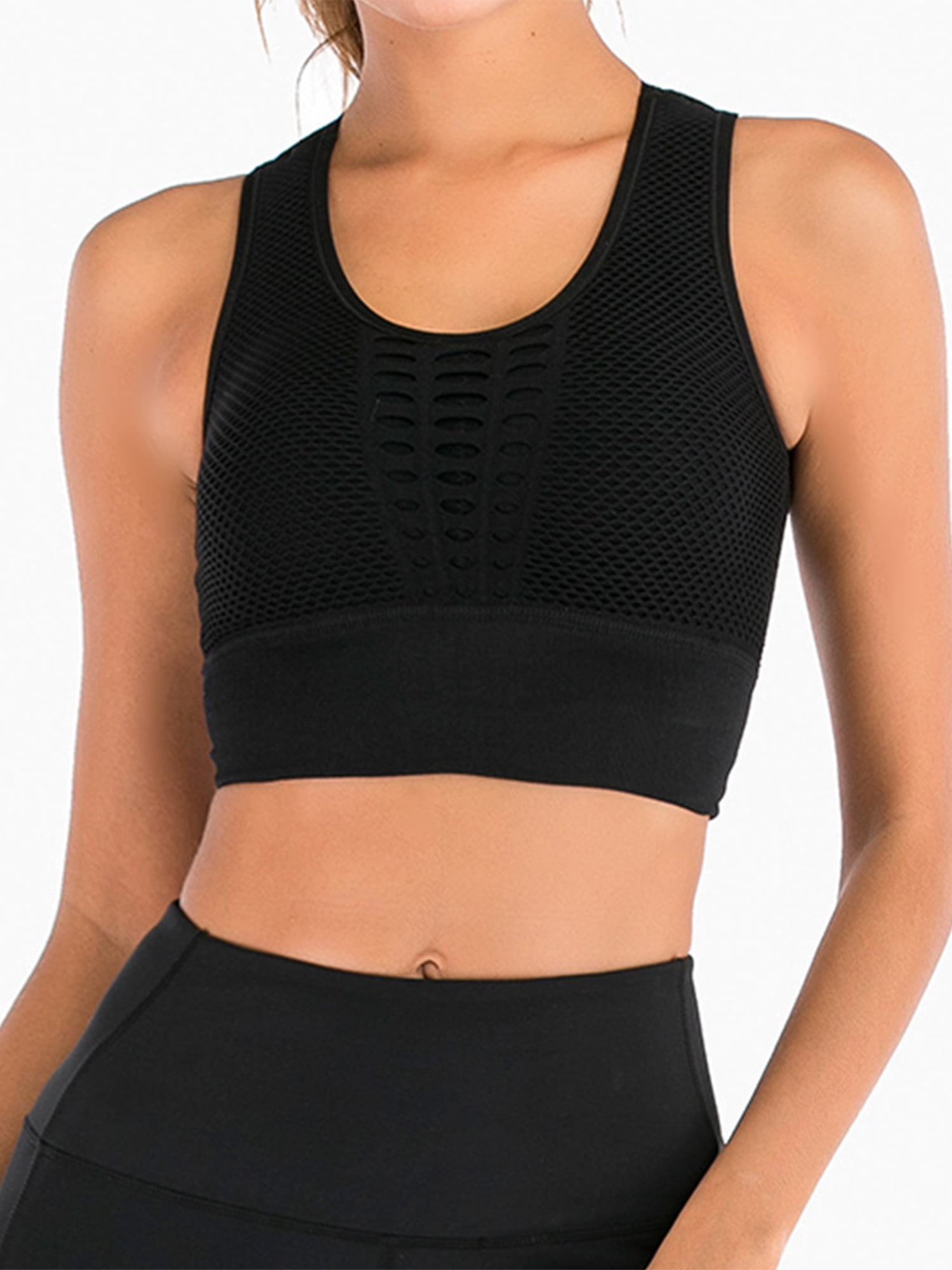 Gym Aesthetics Mighty Tech Mesh Yoga Bras – Full Coverage, High Support, Adjustable For Workout, Running, Training