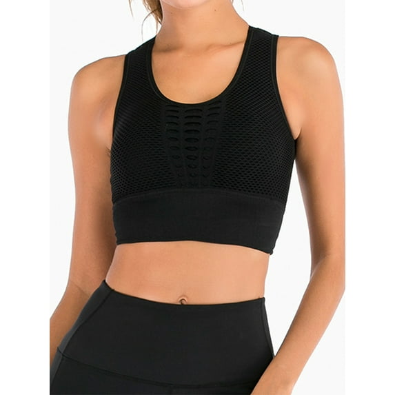 Women's Sports Bras Seamless Middle Support for Yoga Gym Workout Fitness Crop Tops Breathable Activewear Bra with Removable Pads