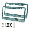 thumbnail image 2 of 2-Pack Aluminum License Plate Frame with 2 Holes for GM License Plate Cover with Free Screws Blue Green Marble Texture, 2 of 8