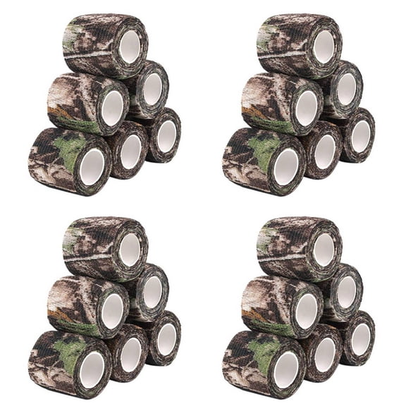 24 Roll Camouflage Tape Cling Scope Wrap Stretch Bandage Self-Adhesive Tape for Camping Hunting Bike Telescope