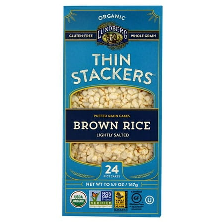 (2 Pack) Lundberg Organic Thin Stackers, Brown Rice Lightly Salted, 5.9 (Best Organic Brown Rice)