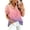Light pink, variant on Ombre Ruffle Blouse for Women, V-Neck Short Puff Sleeve Button Down Top - Casual Gradient Tunic with Curved Hem Blue XXL