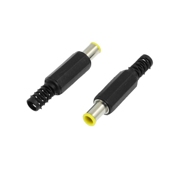 Unique Bargains 2Pcs 4.3 x 6mm Male DC Power Jack Connector Black Yellow Silver Tone