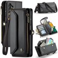 thumbnail image 1 of Funda tipo cartera para Samsung Galaxy A13 4G 5G con bloqueo RFID, tarjetero, cremallera y ranura para billetes, correa de hombro magnética de piel sintética suave para Galaxy A04/A04S/M13 5G, 1 of 17
