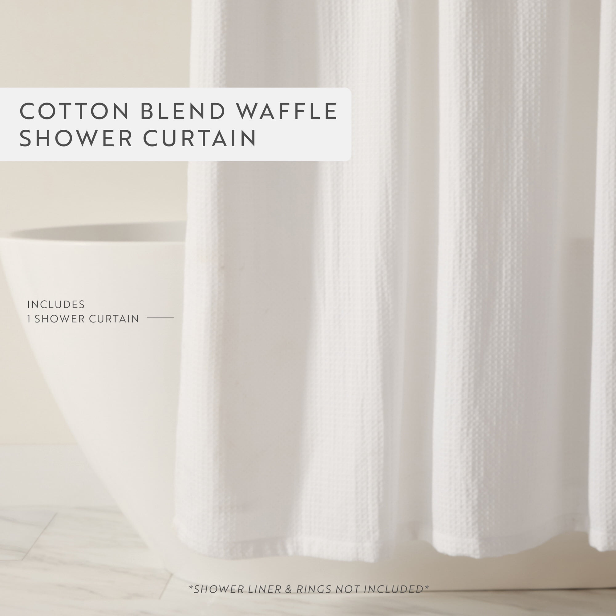 Cotton Blend Waffle Texture Shower Curtain