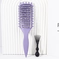 thumbnail image 5 of 2pcs hollowed out curly hair styling brush with comb cleaner set,reducing frizz and breakage Special for real hair wigs, 5 of 10
