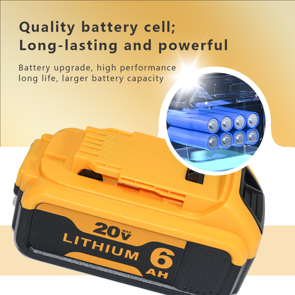 AERDU 20V MAX 6.0Ah Lithium-Ion Battery Replacement for Dewalt DCB200, DCB204, DCB206, 4-Pack