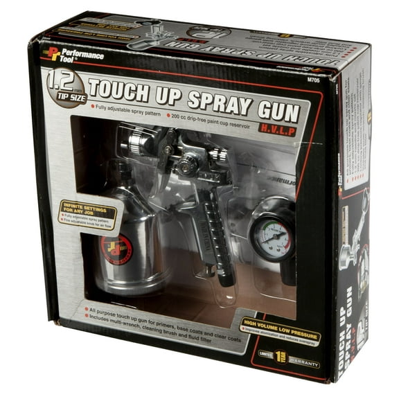 Performance Tool M705 Gravity Feed HVLP Touch-Up Gun for Precise and Efficient Painting Jobs in Tight Spaces and Hard-to-Reach Areas