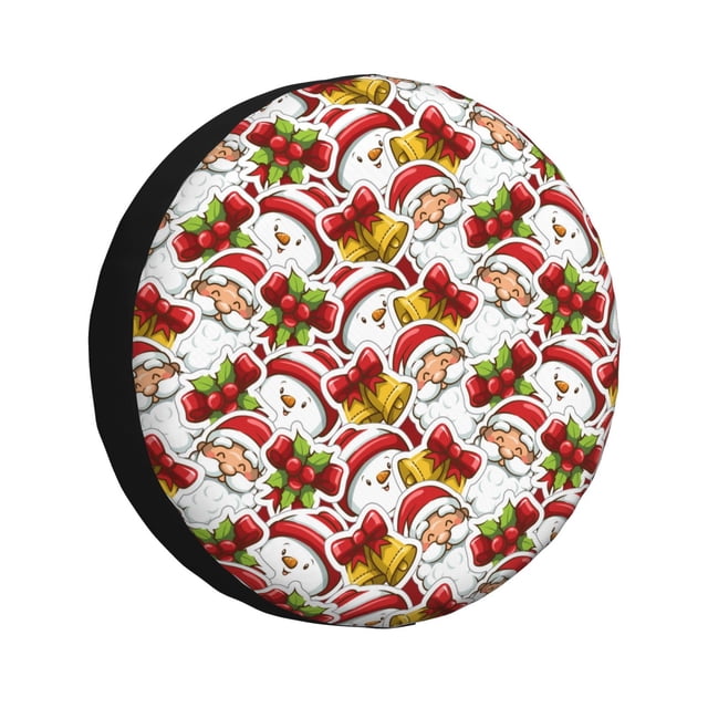 Balery Santa Claus bells Snowman Cubiertas para Neumáticos - Protector Resistente para Neumáticos de Camioneta, SUV, Remolque, Camper y RV-14 inch