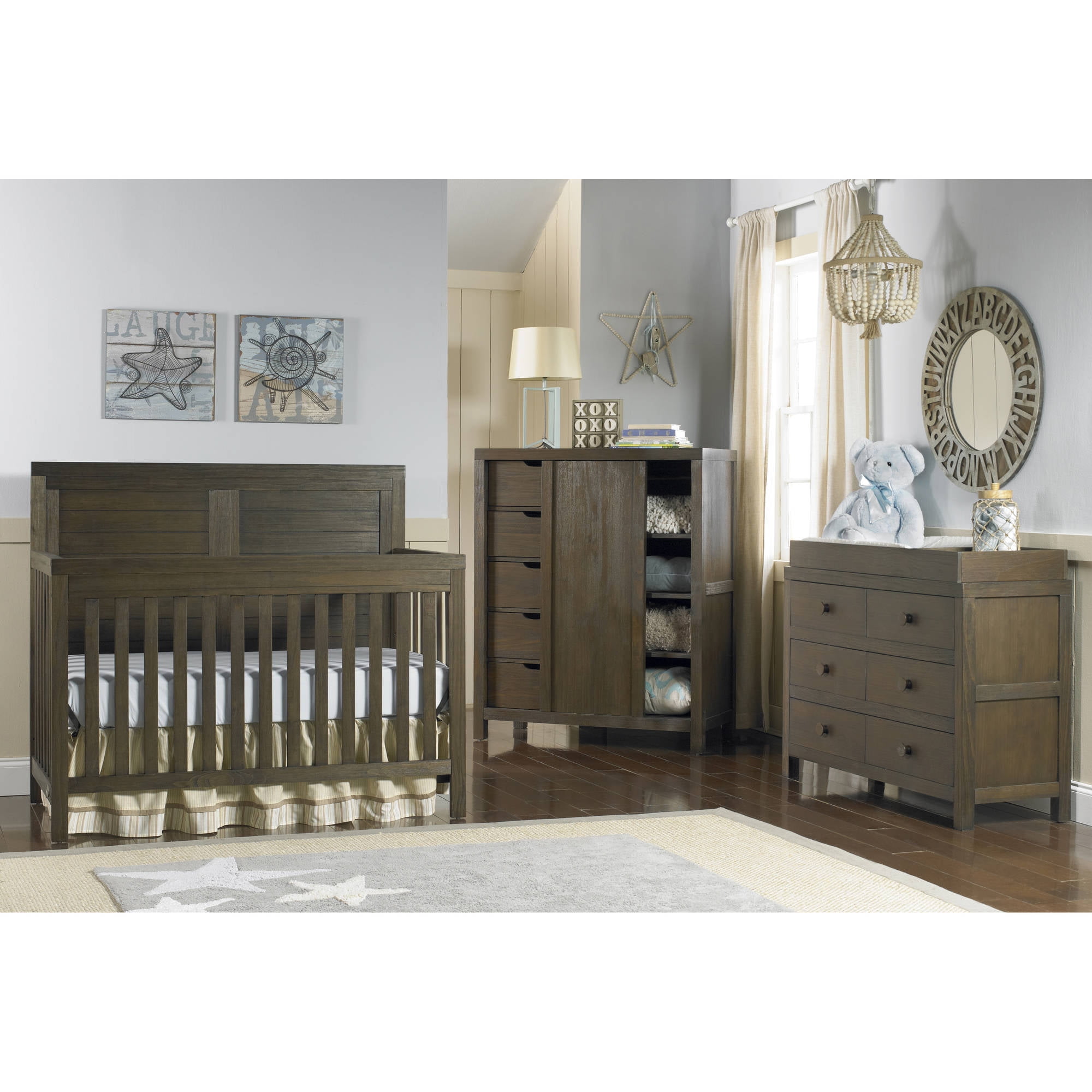 Ti Amo Diaper Changing Table, Wire Brushed Brown Finish