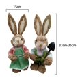 thumbnail image 1 of kurtrusly 1 Pair Bunny Sculptures Straw Easter Rabbit Decor for Animal Decors Figurines Tabletopper Desktop Spring Wedding, 1 of 9