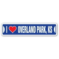 I LOVE OVERLAND PARK KANSAS Street Sign ks city state us wall road décor gift