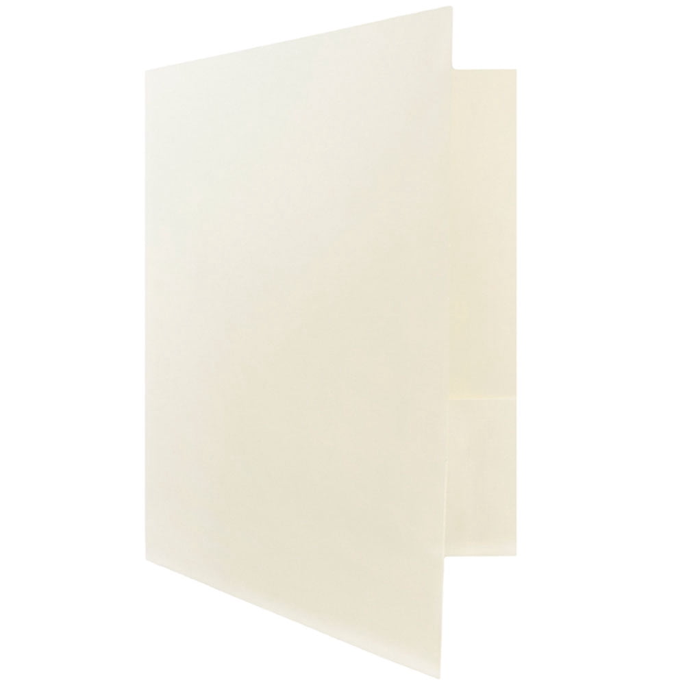 JAM Linen Two Pocket Folders, Ivory, 25/Pack