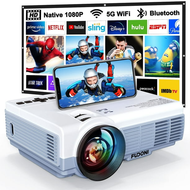 Proyector FUDONI Portátil Exterior 1080P 10000L 4K WiFi 5G