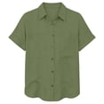 thumbnail image 5 of cocolona Womens Summer Tops Fashion Solid Color Short Sleeve Button Shirts Dressy Casual Tunic Blouses, 5 of 7