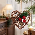 thumbnail image 2 of 2026 Christmas Home Party Decoration Rattan Heart Christmas Ornament Woven Heart Hanging Decoration With Red Berries Xmas Tree Hanging Pendant For Wall Decor, 2 of 7