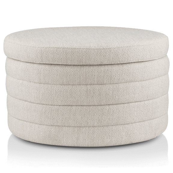 Bouclair Oatmeal Round Storage Fabric Ottoman
