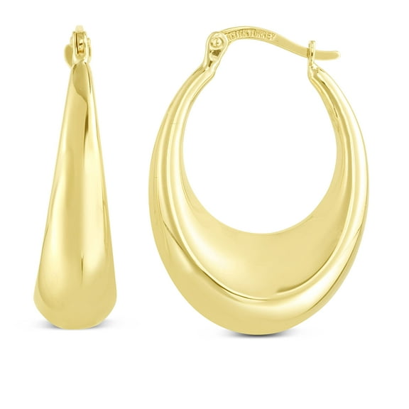 Floreo 14k Yellow Gold 28.5mm Polished Puff Hoop Earrings
